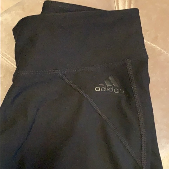 Adidas black cropped leggings with sheer bottom - Picture 1 of 7